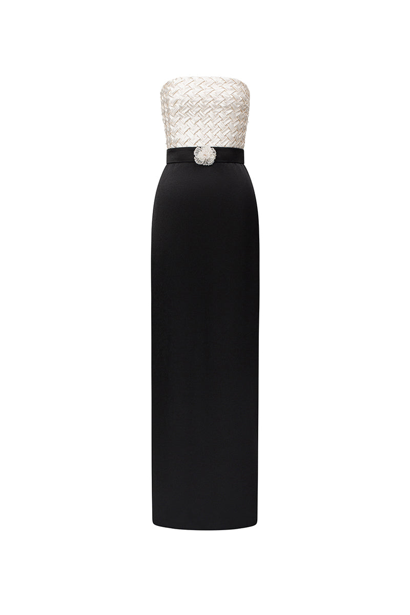 short black cocktail dress with sleeves Women's Morgan Scarf Crochet Maxi Dress XS/S/M/L/XL/XXL/Customize Black/ Black & White/Black & Red MEAN BLVD