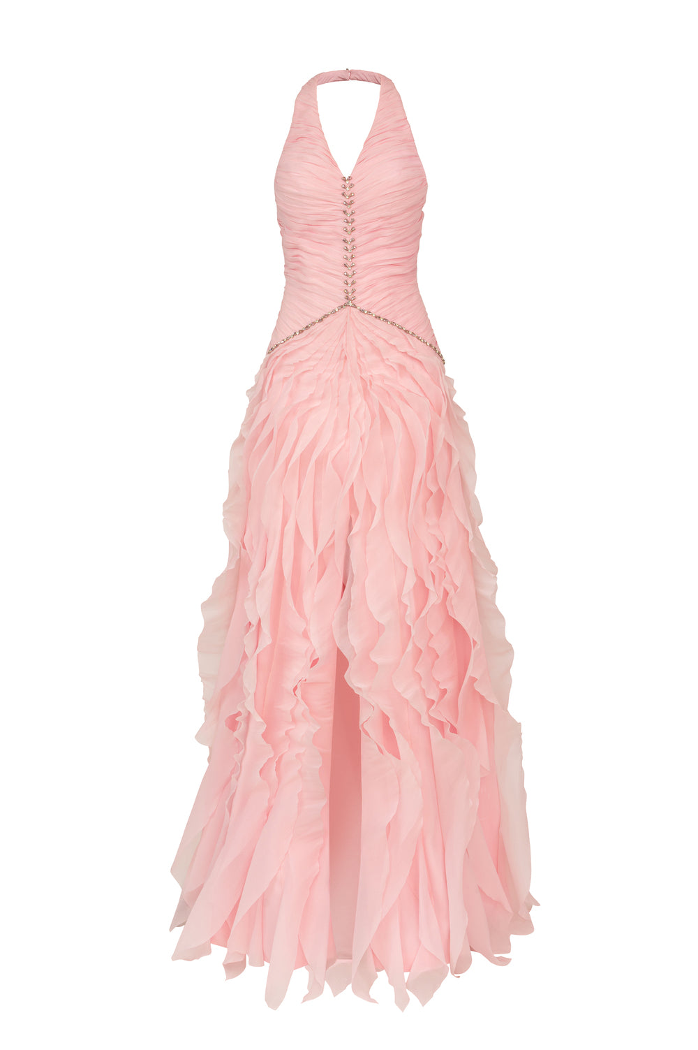 Women's Cascade Halter Ruffle Maxi Dress XXS/XS/S/M/L/XL/XXL/3XL/Customize Almond Blossom MEAN BLVD Almond Blossom / XL Women's Cascade Halter Ruffle Maxi Dress XXS/XS/S/M/L/XL/XXL/3XL/Customize Almond Blossom MEAN BLVD Almond Blossom / XL
