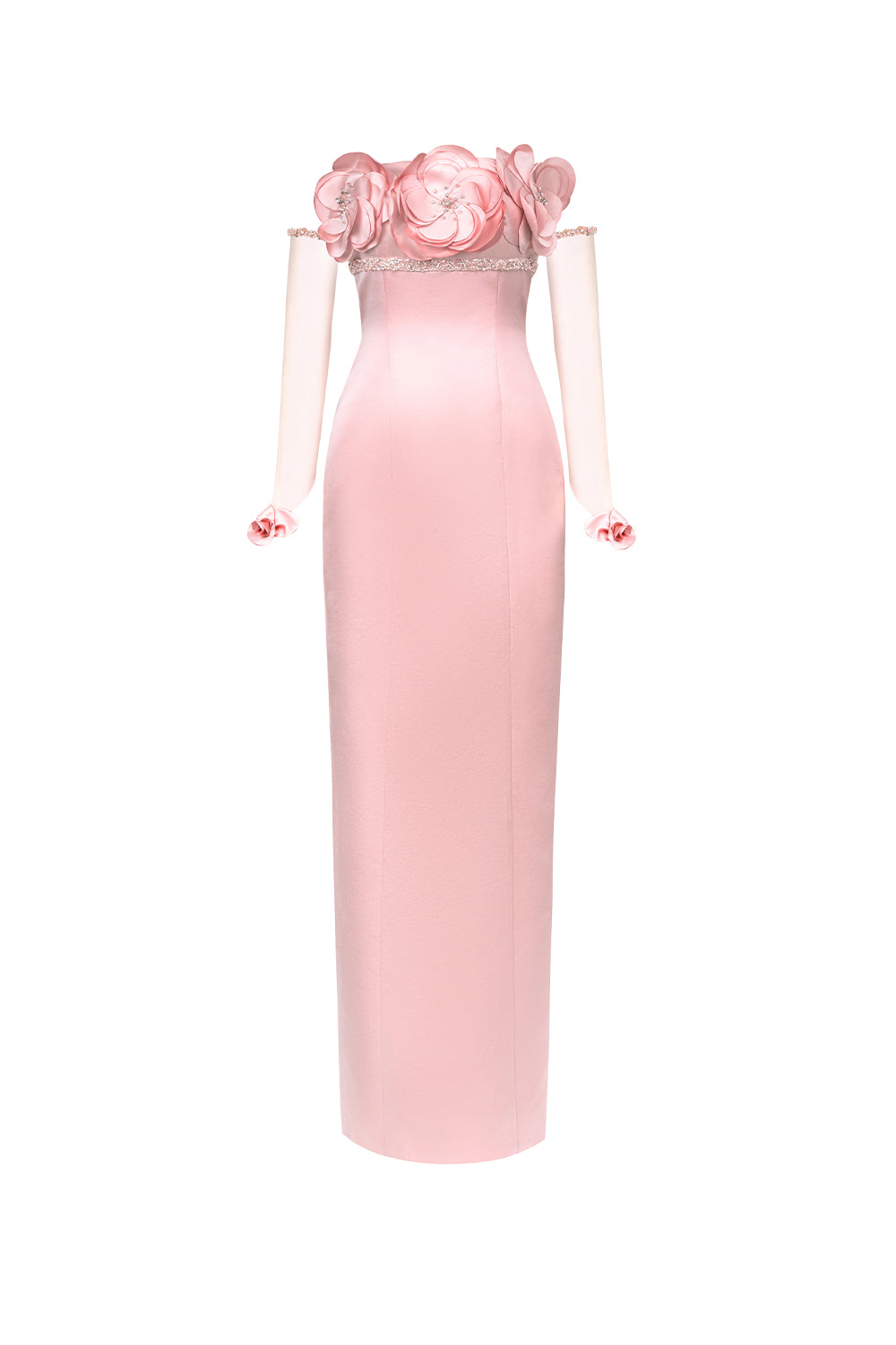 Women's Alexia Sheath Flower Applique Taffeta Maxi Dress XXS/XS/S/M/L/XL/XXL/3XL/Customize Light Pink MEAN BLVD Light Pink / XS Women's Alexia Sheath Flower Applique Taffeta Maxi Dress XXS/XS/S/M/L/XL/XXL/3XL/Customize Light Pink MEAN BLVD Light Pink / XS