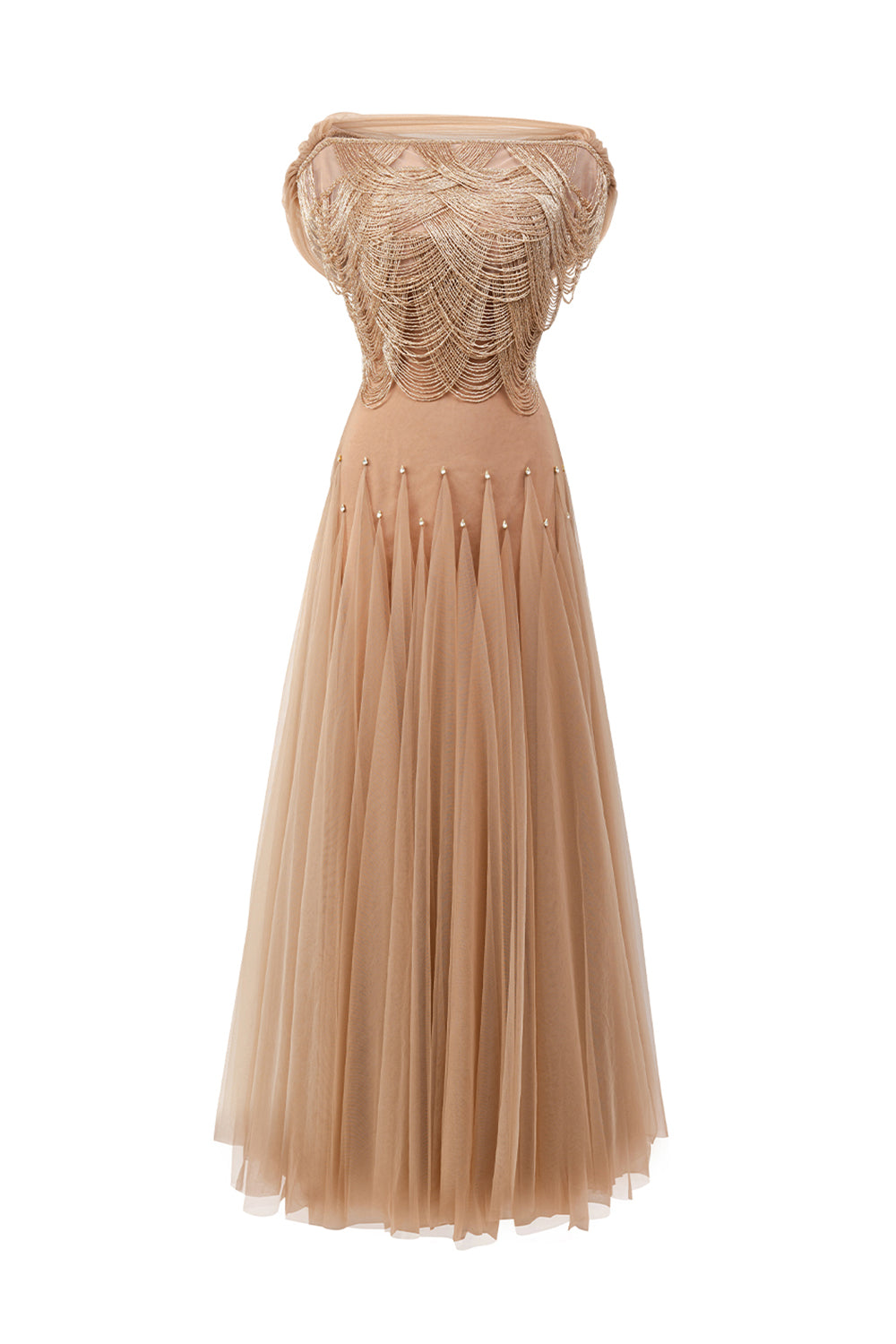 Women's Alondra Gored Boat Neck Mesh Maxi Dress XXS/XS/S/M/L/XL/XXL/3XL/Customize Cream Brown MEAN BLVD Cream Brown / 3XL Women's Alondra Gored Boat Neck Mesh Maxi Dress XXS/XS/S/M/L/XL/XXL/3XL/Customize Cream Brown MEAN BLVD Cream Brown / 3XL