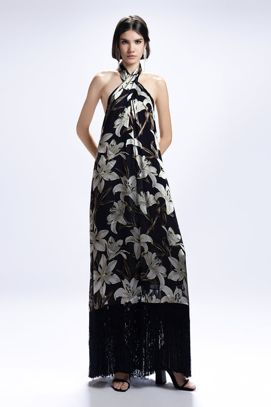 Nerissa Halter Fringe Maxi Dress - MEAN BLVD