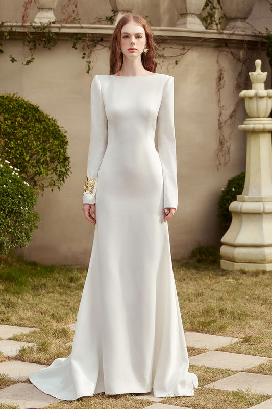 Alani Trumpet Open Back Silk Floor Length Dress