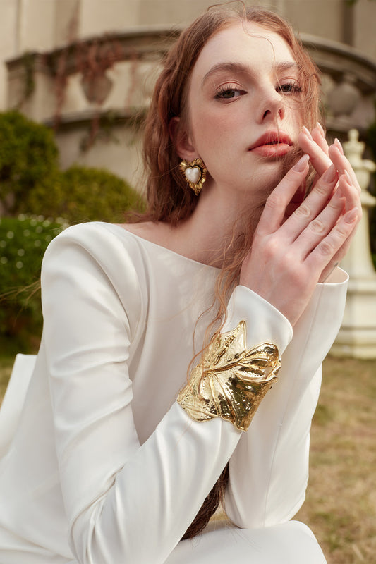 Alani Trumpet Open Back Silk Floor Length Dress