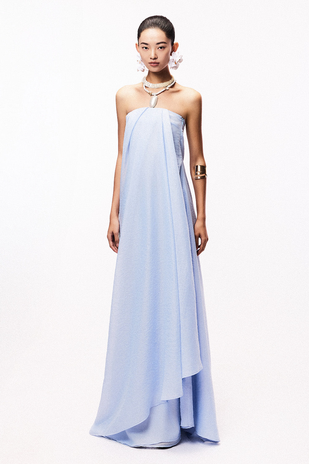 english factory women's gridded organza tiered maxi dress English Factory