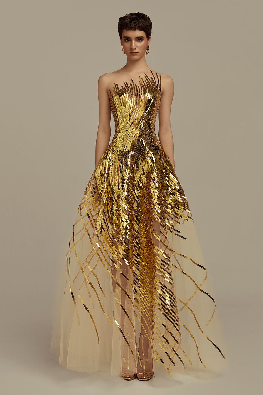 Women's Lustre A-Line Illusion Neck Mesh Floor Length Dress Customize Gold Mean Blvd Gold / Customize Women's Lustre A-Line Illusion Neck Mesh Floor Length Dress Customize Gold Mean Blvd Gold / Customize