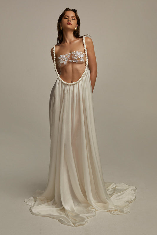 Growlery Tent Gathered Silk Chiffon Floor Length Set