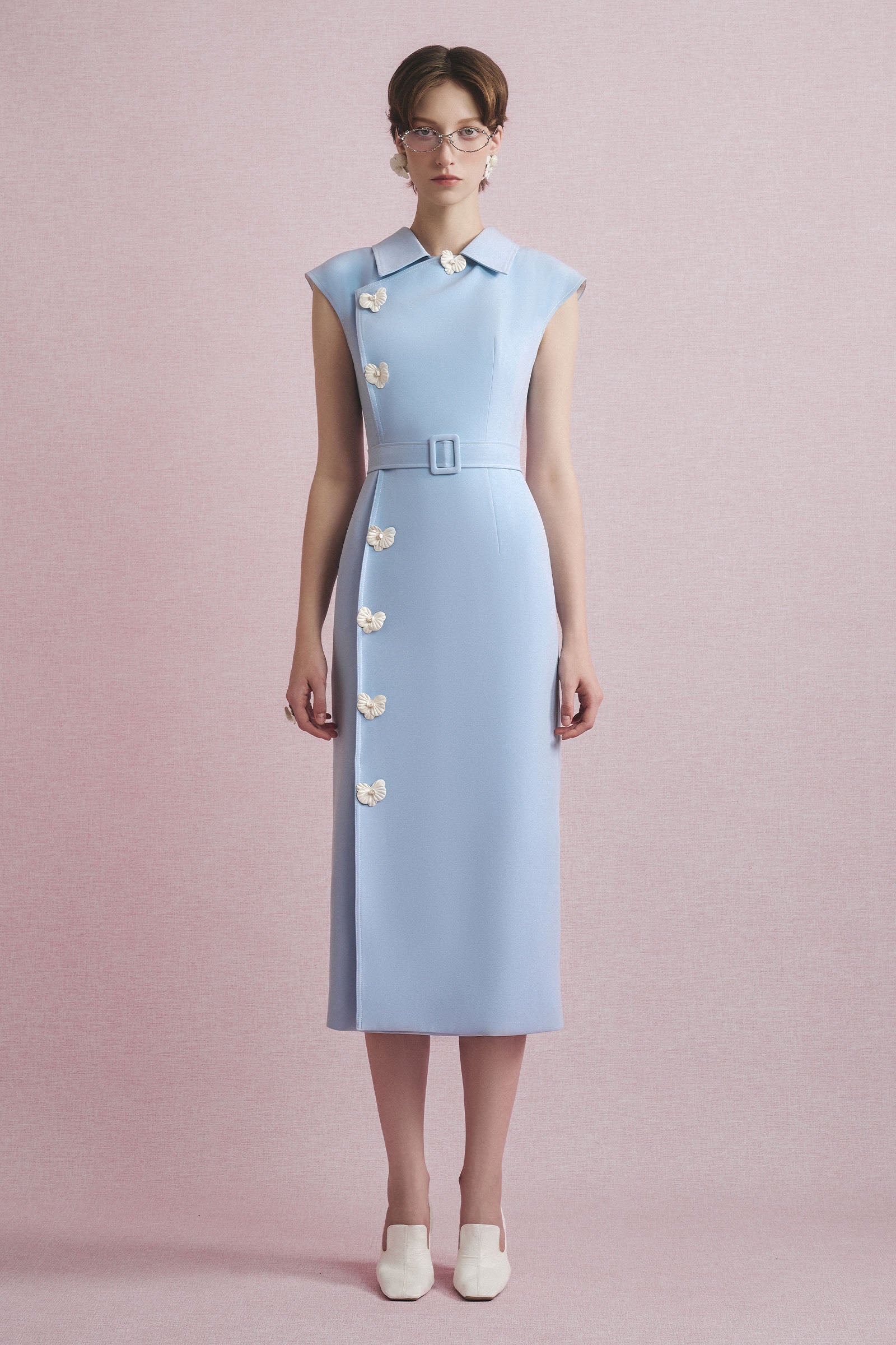Women's Posoin Button Midi Dress Blue Mist S/M/L/Customize MEAN BLVD Women's Posoin Button Midi Dress Blue Mist S/M/L/Customize MEAN BLVD