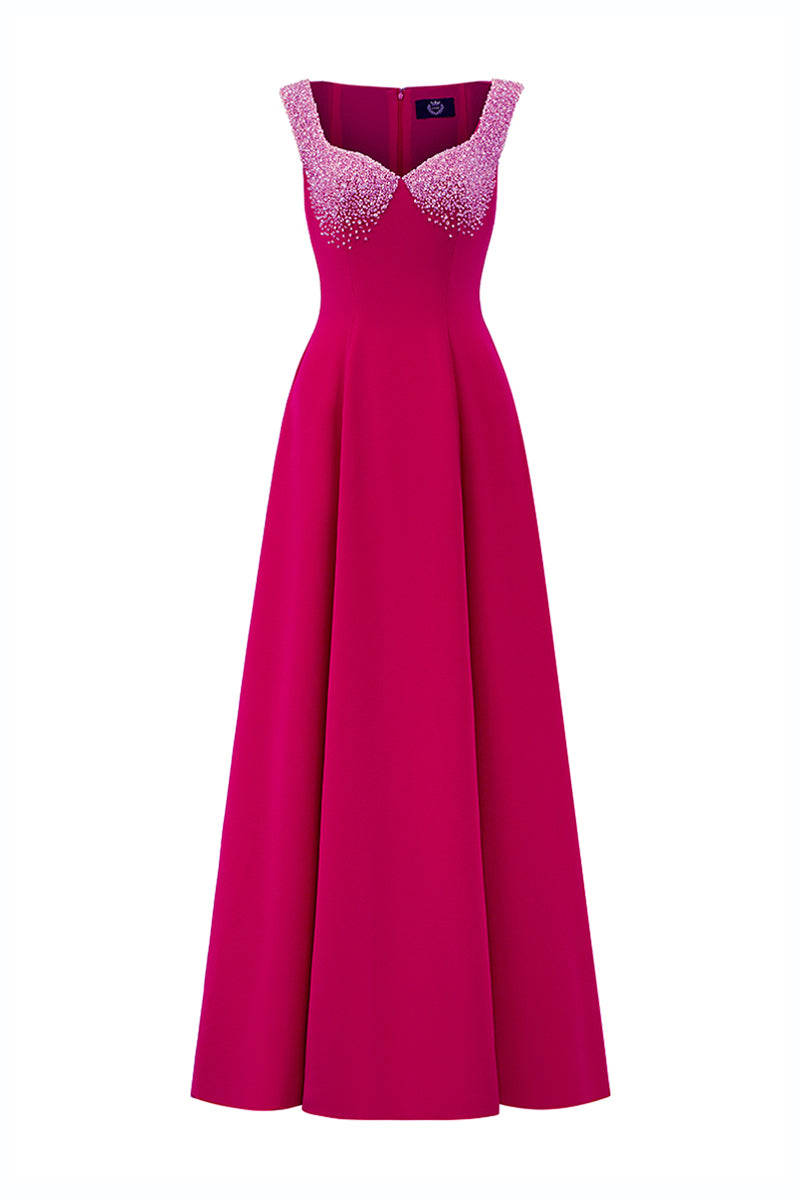 Women's Alune Bead Maxi Dress Fuchsia Pink/Dark Green XS/S/M/L/XL/XXL/Customize MEAN BLVD Women's Alune Bead Maxi Dress Fuchsia Pink/Dark Green XS/S/M/L/XL/XXL/Customize MEAN BLVD