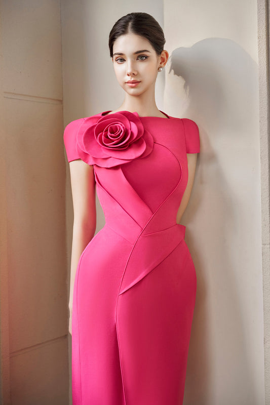 Rylie Tulip Cap Sleeved Polycotton Midi Dress