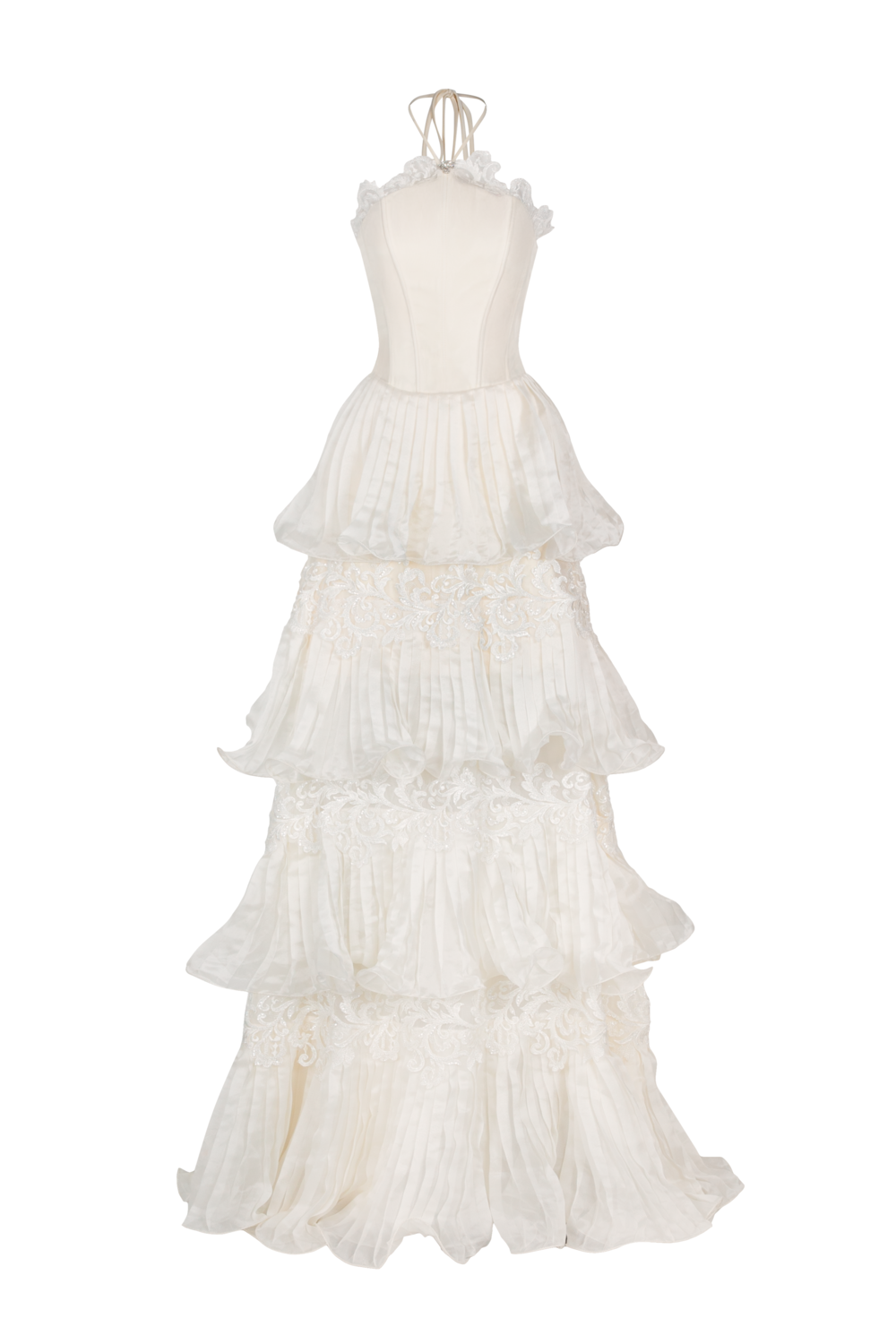 Women's Reverie Halter Neck Pleated Maxi Dress XS/S/M/L/XL/Customize Ivory MEAN BLVD Ivory / L