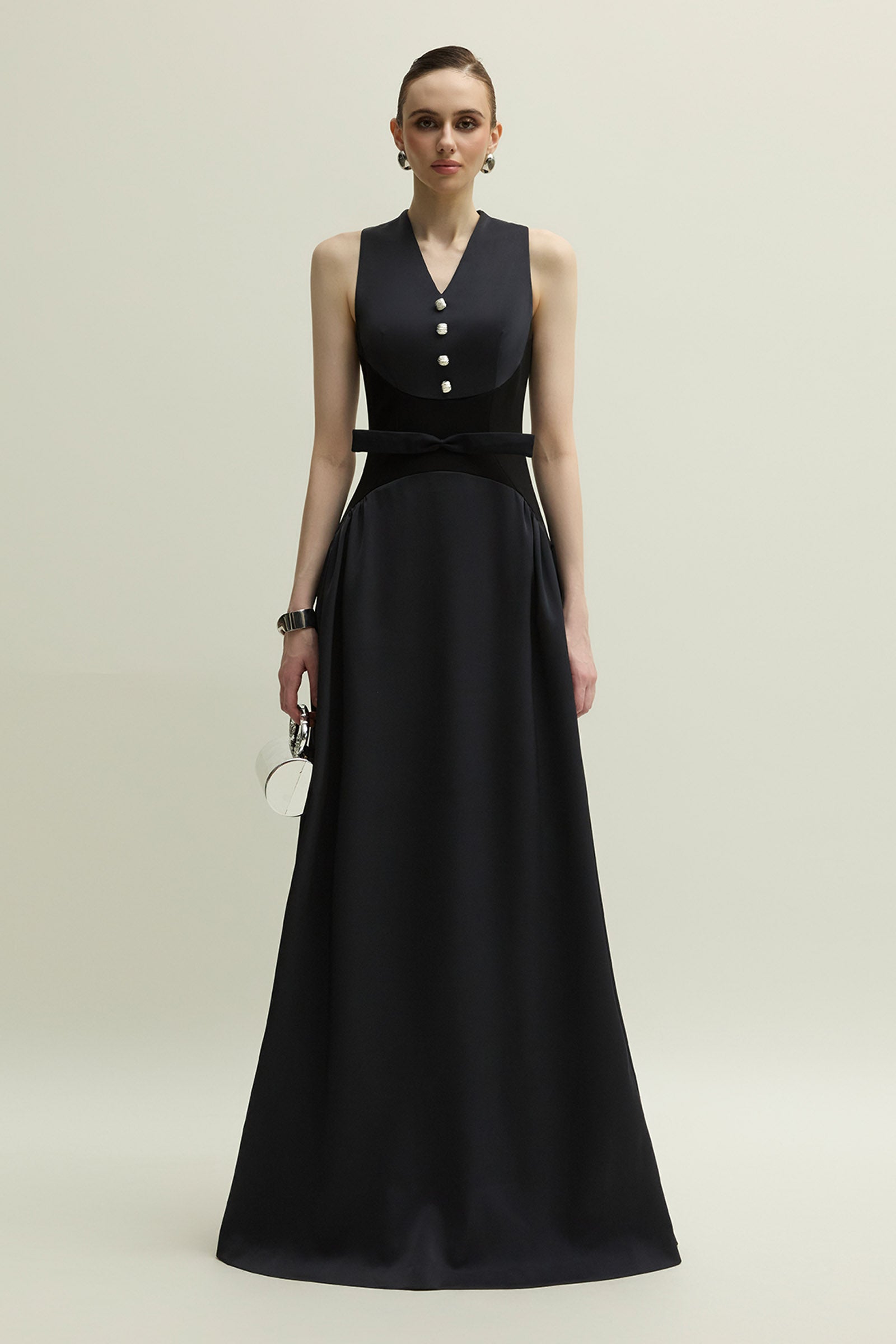 Women's Richmond A-line Ribbon Maxi Dress S/M/L/XL/XXL/Customize Black MEAN  BLVD