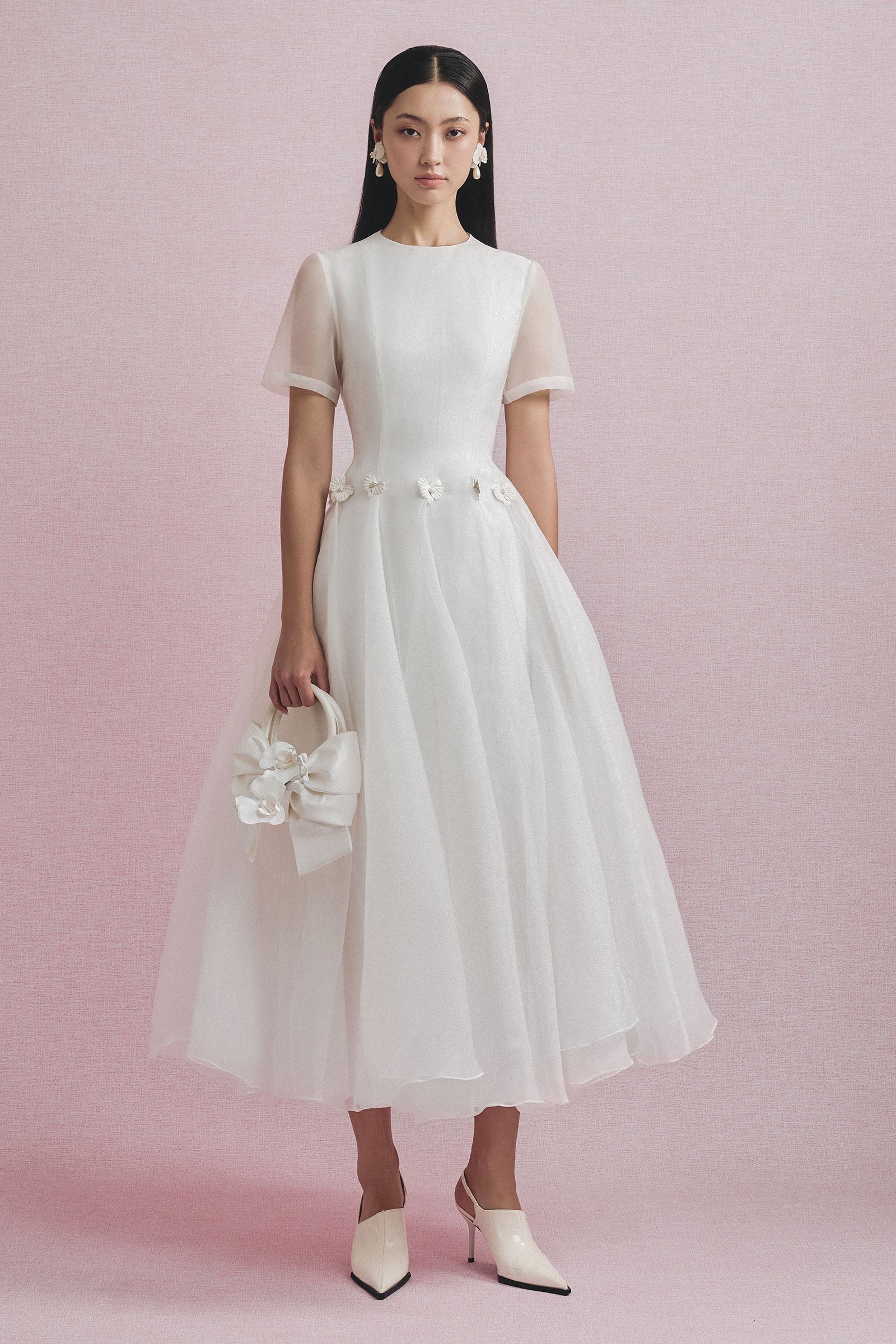 white flowy dress long Casual White Chiffon Long Maxi Dress White / US 14