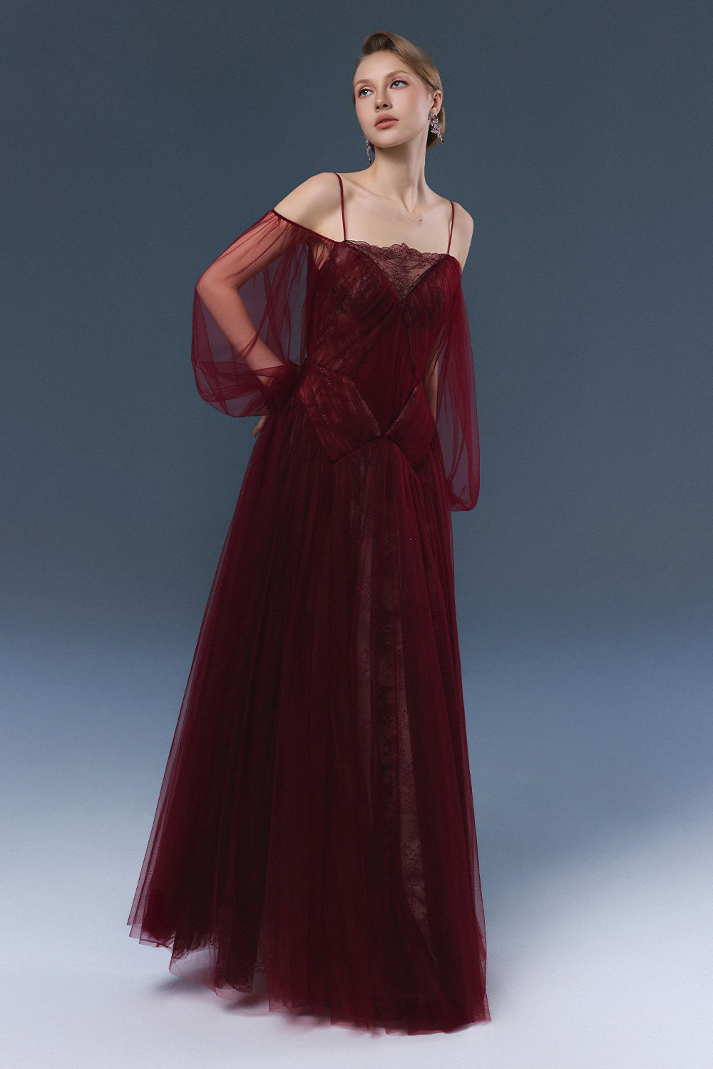 Women's Rosalie Cold Shoulder Sleeve Maxi Dress Deep Red S/M/L/Customize MEAN BLVD Deep Red / Customize Women's Rosalie Cold Shoulder Sleeve Maxi Dress Deep Red S/M/L/Customize MEAN BLVD Deep Red / Customize