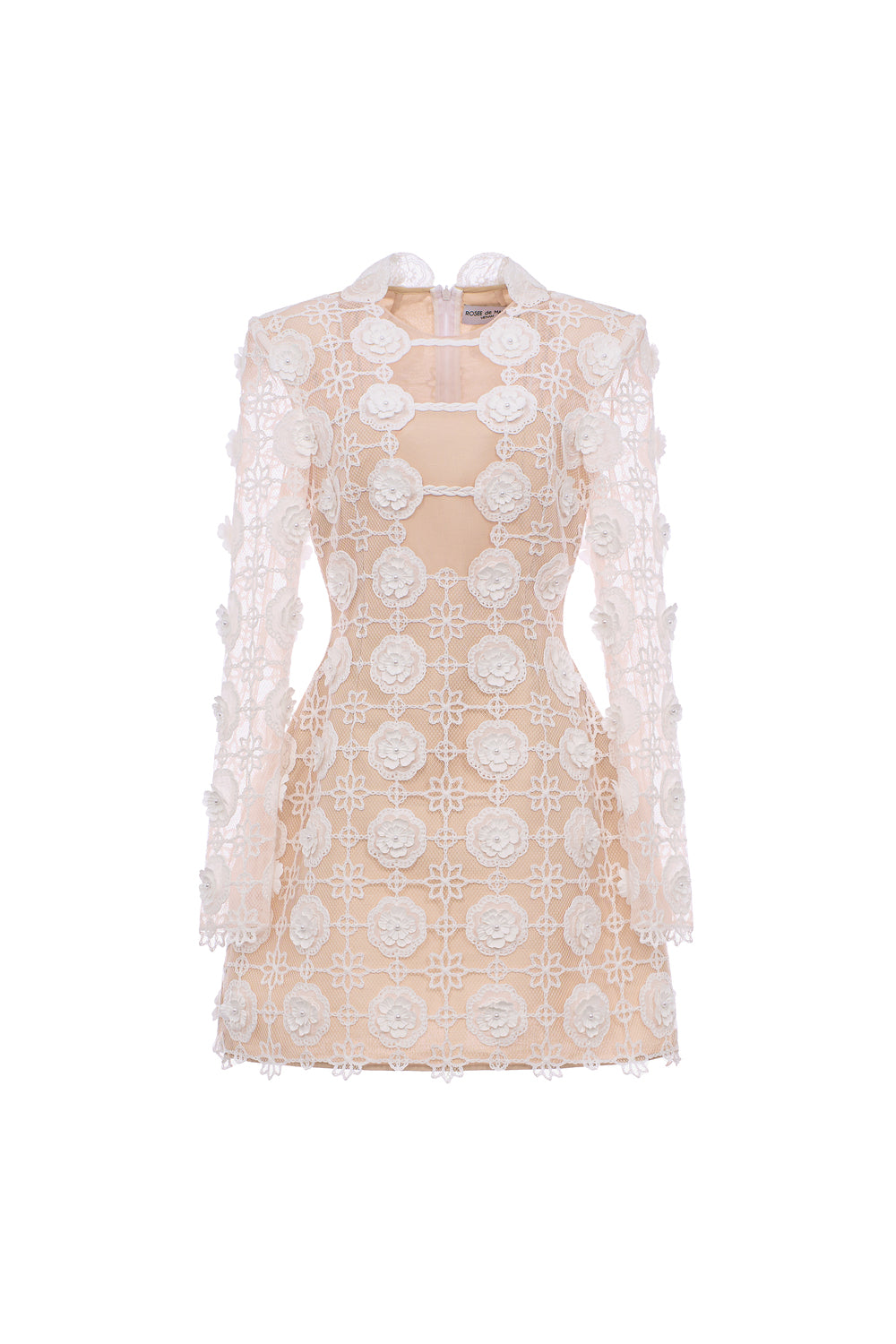baudelaire mini dress Women's Feminine Applique Mini Dress Nude & White/White & Nude  S/M/L/Customize MEAN BLVD