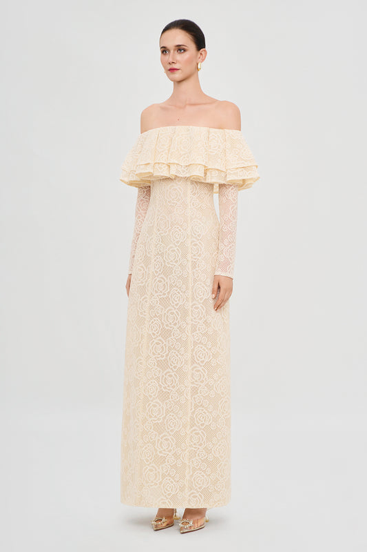 Roselle Off-Shoulder Ruffle Maxi Dress - MEAN BLVD