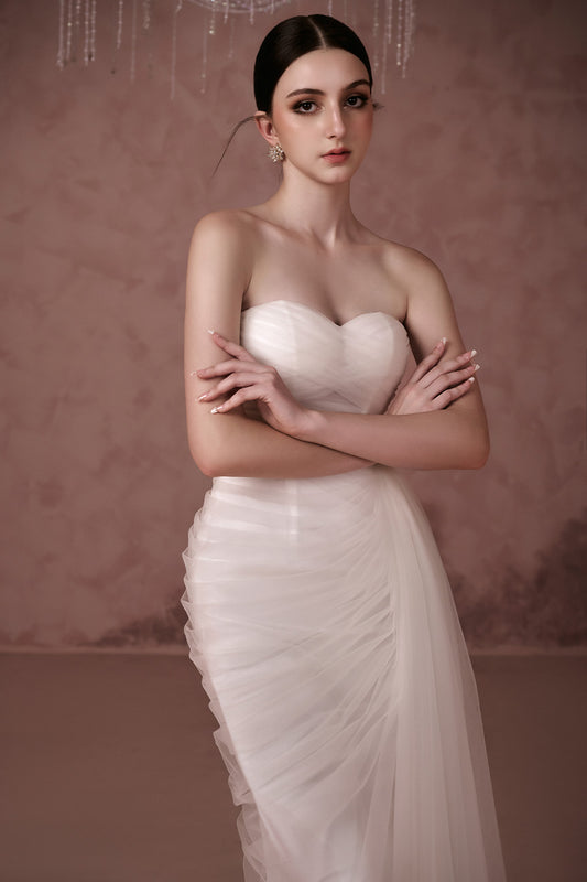 All Of Me Cape Sweetheart Neck Mesh Silk Floor Length Set