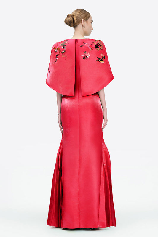 Song Of Freedom Sheath Side Pleated Zibeline Floor Length Dress