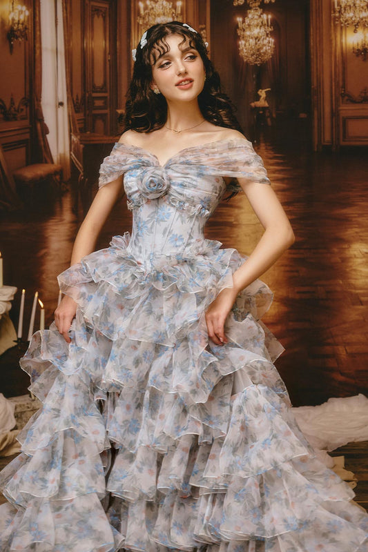 Think Of Me Ball Gown Layered Silk Organza Floor Length Dress