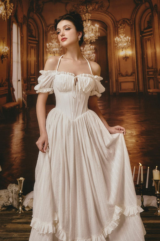 Moonlight A-line Halter Neck Cotton Silk Maxi Dress