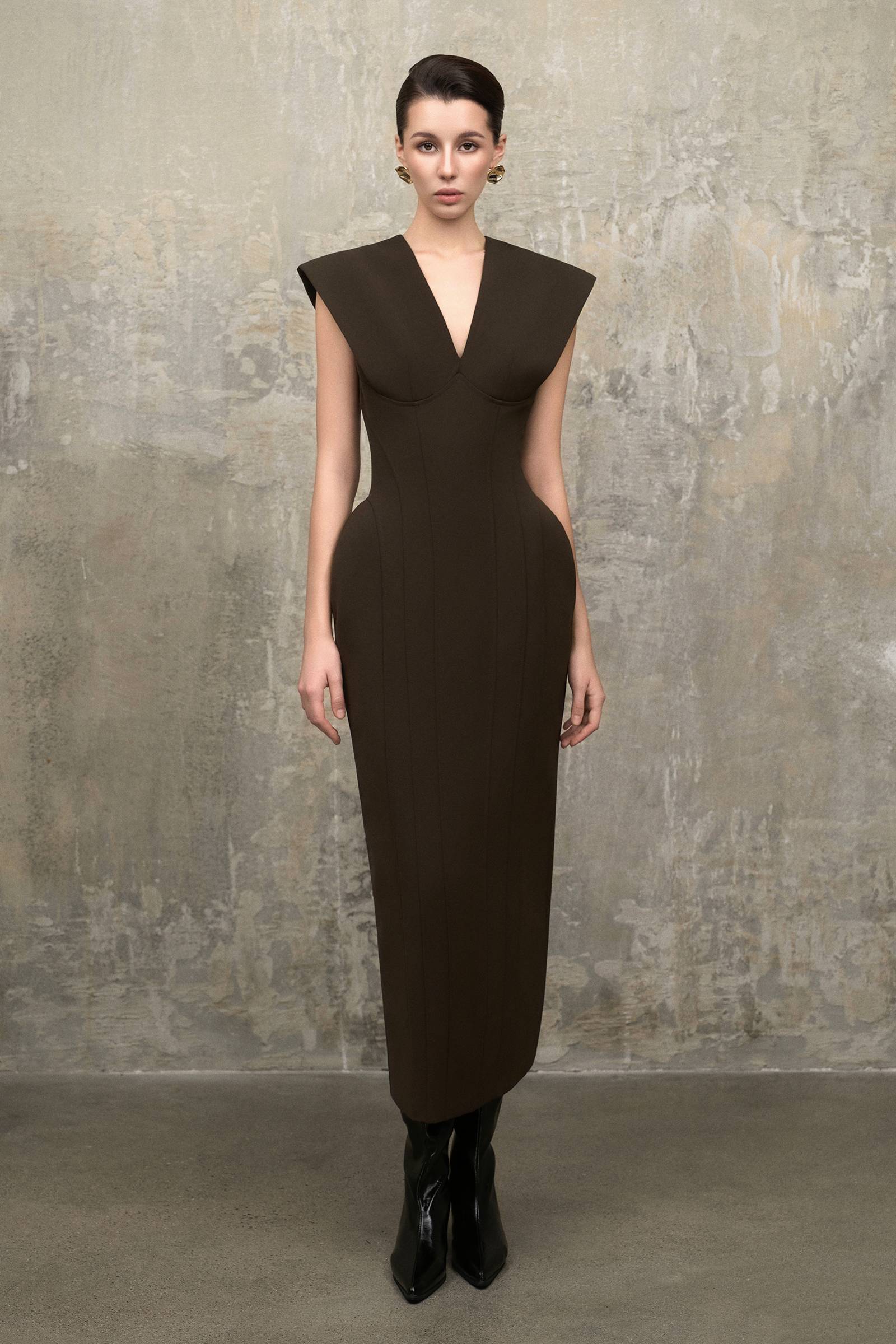 Women's Sage Sheath Midi Dress Chocolate Fondant XS/S/M/L/XL MEAN BLVD Women's Sage Sheath Midi Dress Chocolate Fondant XS/S/M/L/XL MEAN BLVD