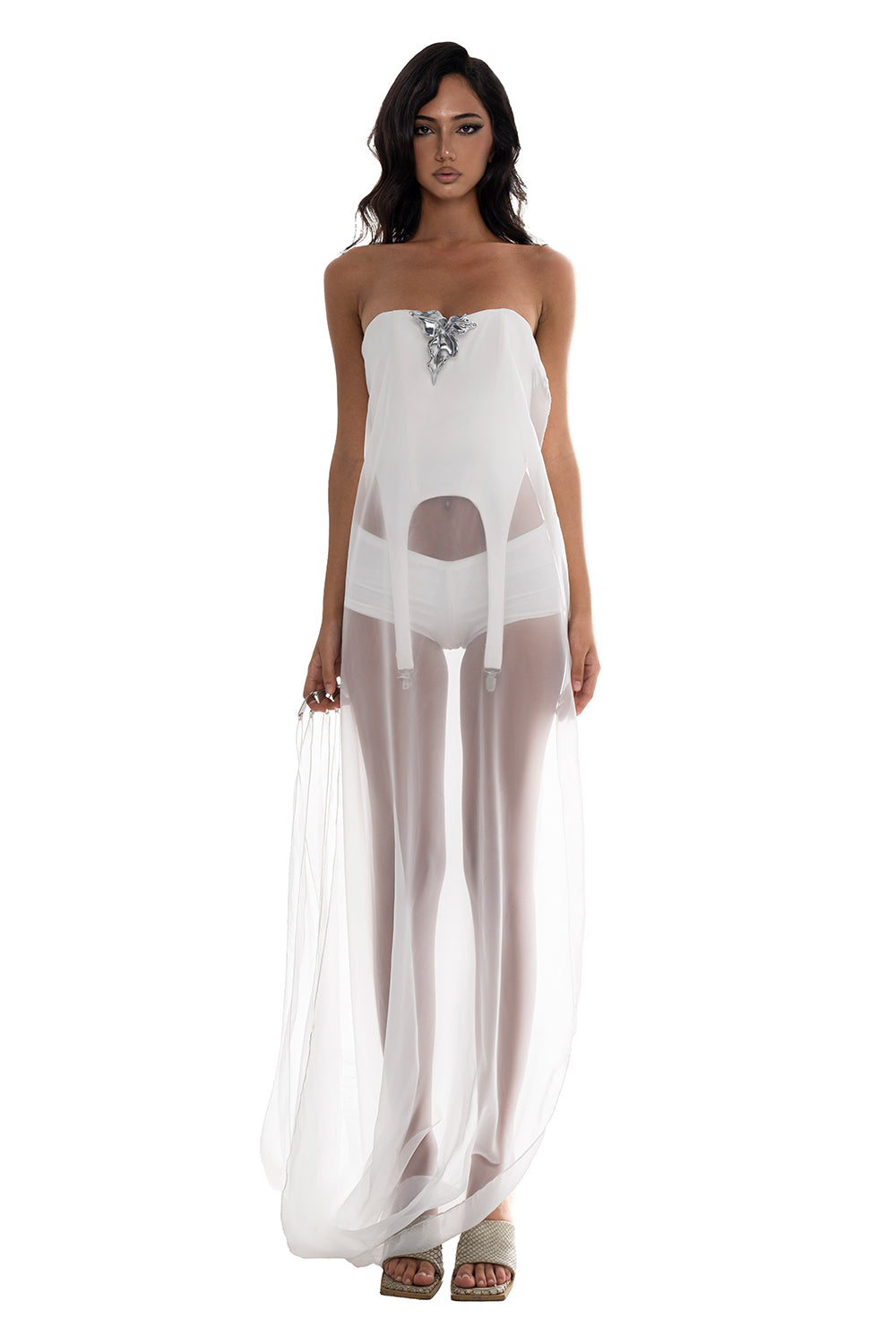 Women's Sepia Straight Maxi Dress White XS/S/M/L/Customize MEAN BLVD White / S