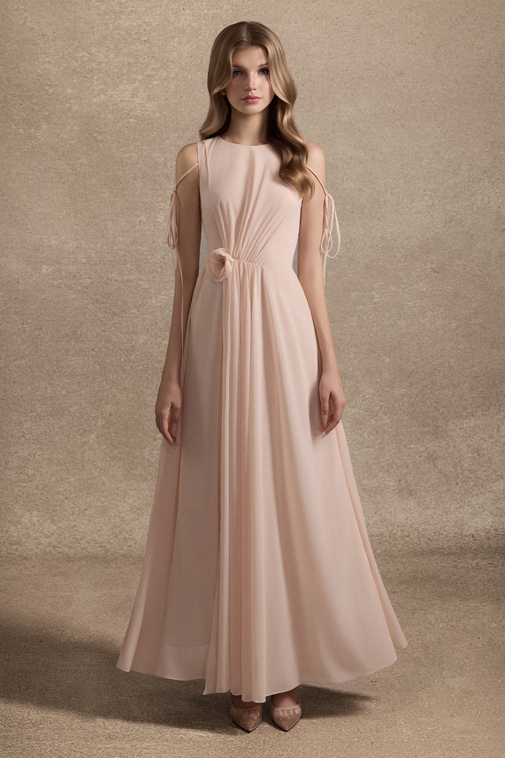 Women's Serena Sleeveless Gathering Maxi Dress S/M/L/Customize Pastel Pink  MEAN BLVD