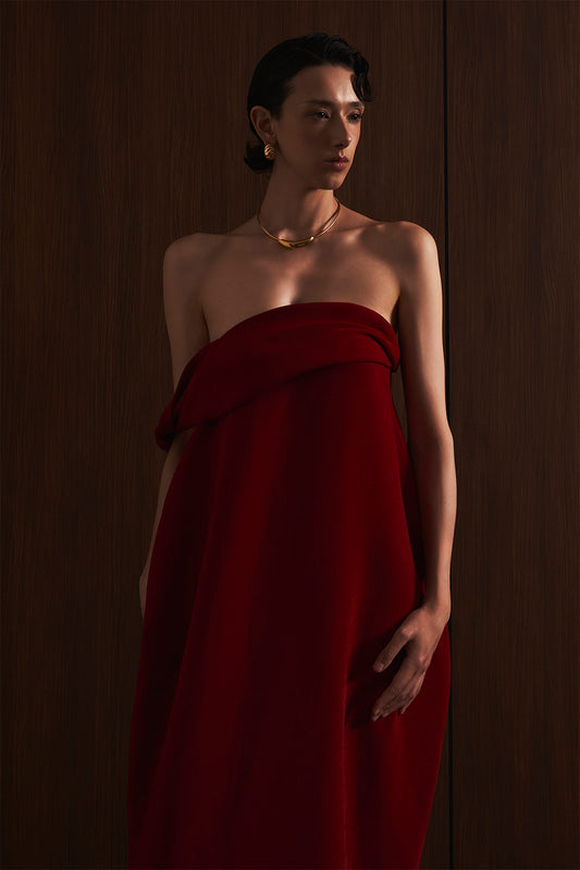 Nhung Cocoon Off-Shoulder Velvet Maxi Dress