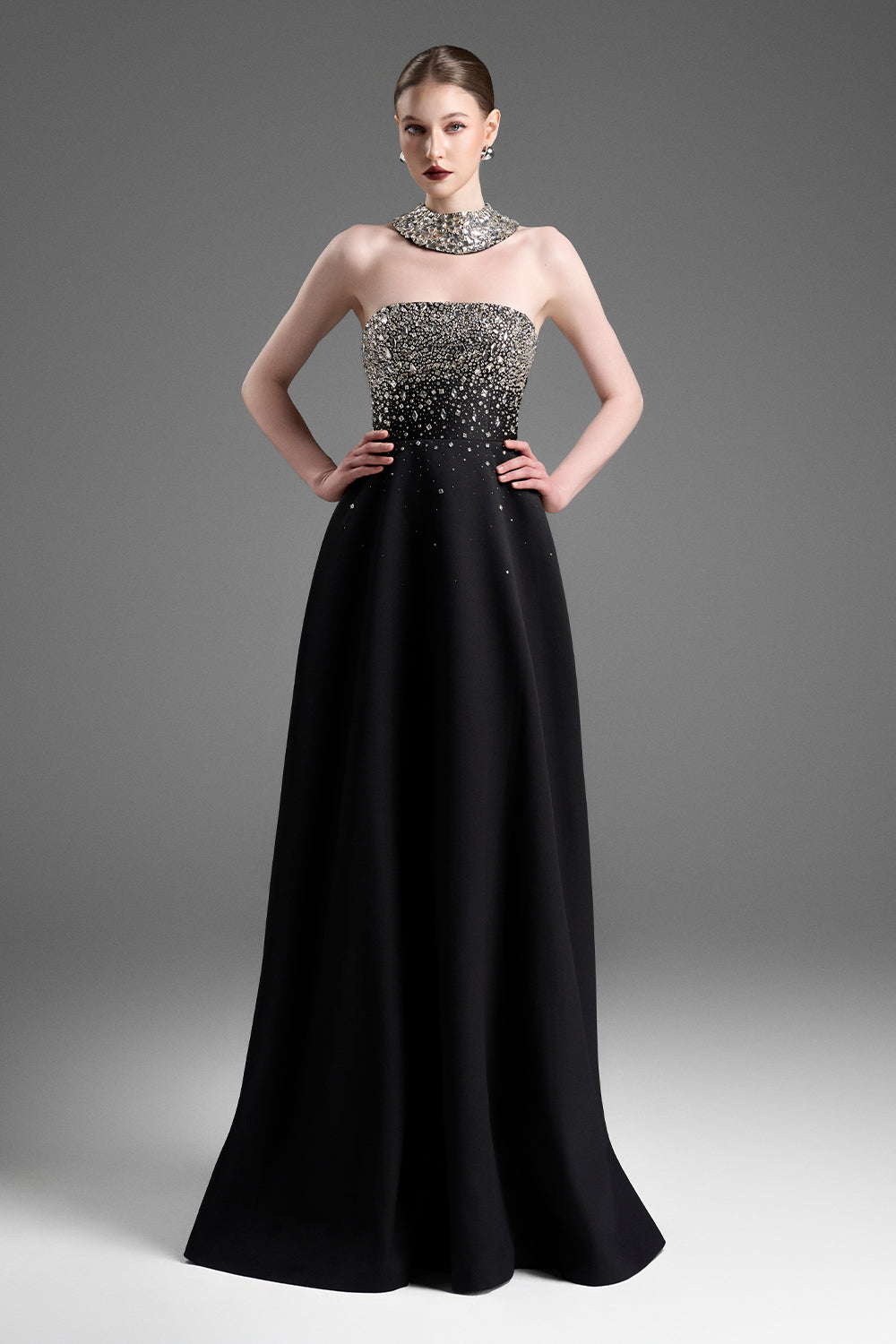 choker maxi dress black Women's Sigrid Choker Neck Bead Maxi Dress XXS/XS/S/M/L/XL/XXL/Customize  Black MEAN BLVD