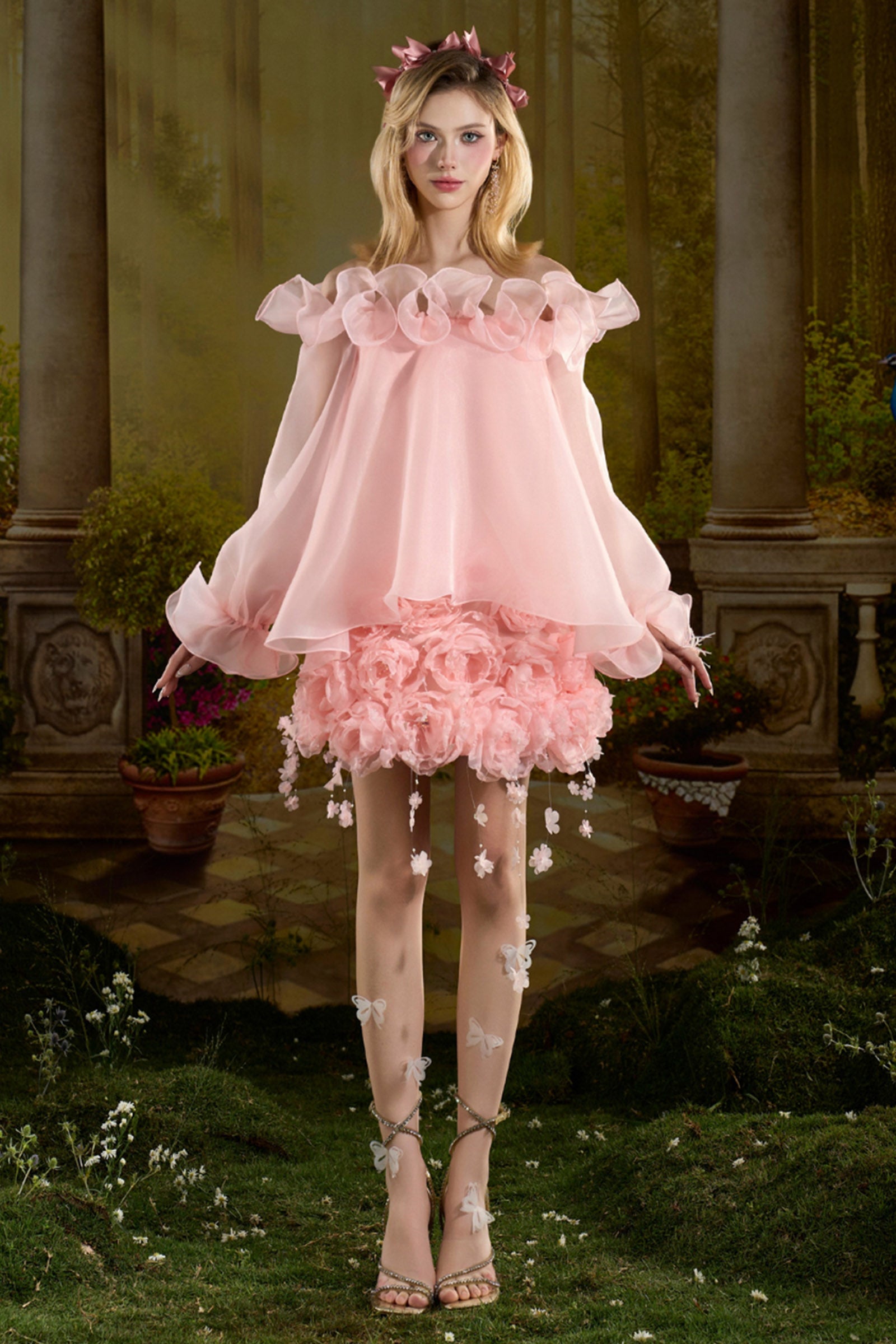 Women's Sophie Babydoll Applique Mini Dress XS/S/M/L/XL/Customize Pastel  Pink MEAN BLVD