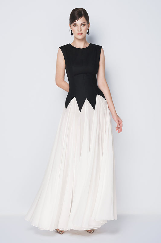 Starlight Tide A-line Pleated Khaki Silk Floor Length Dress