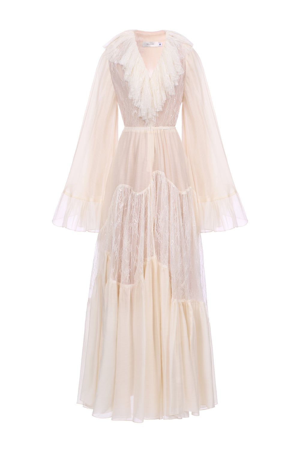 Women's Tiffani A-line V-Neck Silk Chiffon Maxi Dress 0/1/Customize Cream MEAN BLVD Women's Tiffani A-line V-Neck Silk Chiffon Maxi Dress 0/1/Customize Cream MEAN BLVD