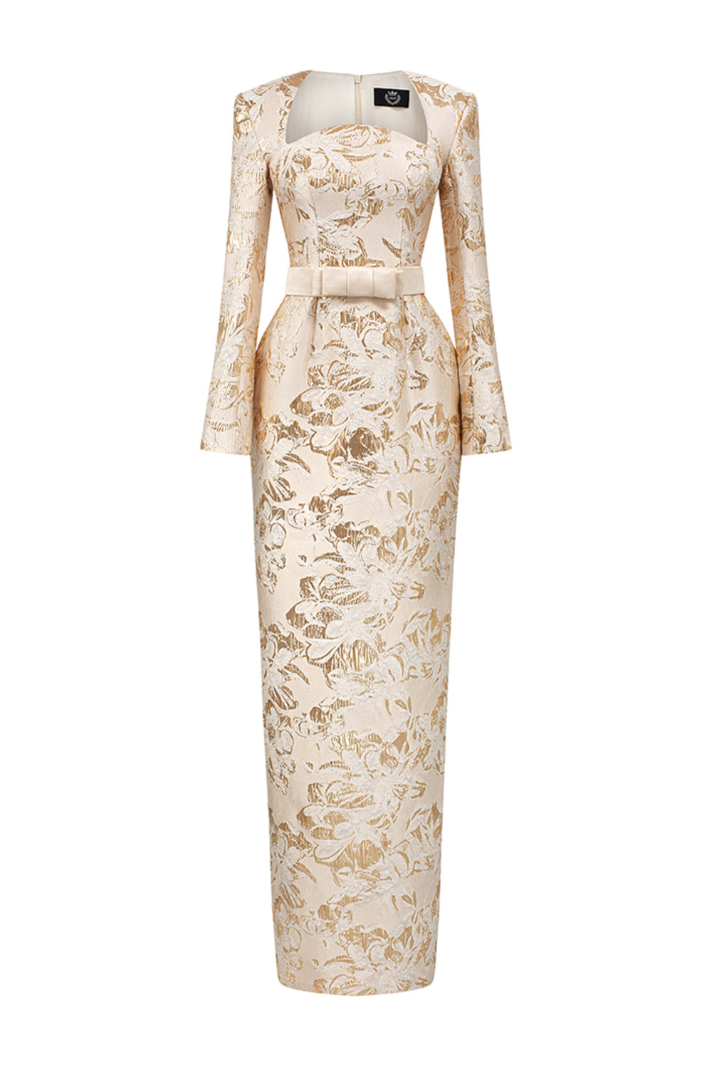beige jacquard dress Azazie 2026 Lace Up A-Line Prom Dress Light Beige Gown