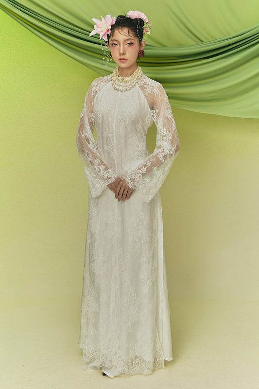 Tuyet Yen Wide Sleeve Taffeta Ao Dai Set - MEAN BLVD