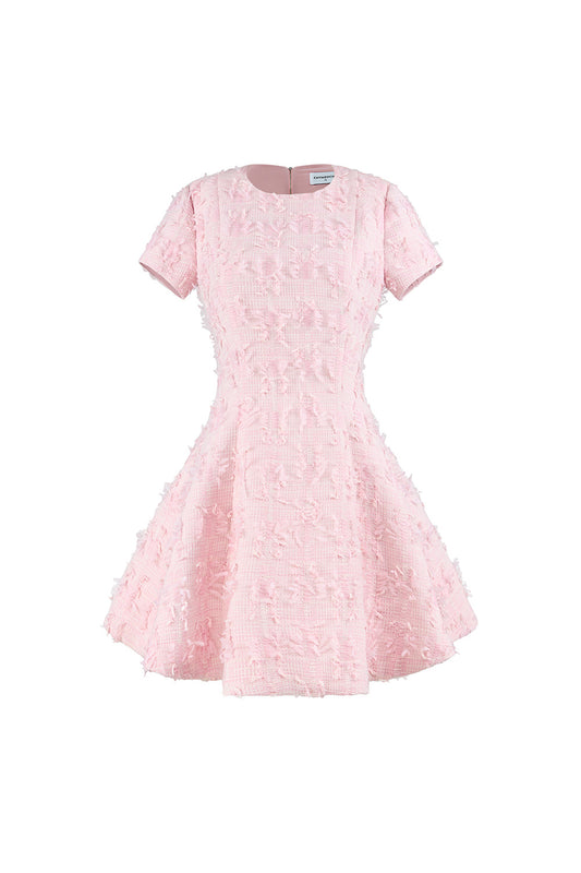 Azure A-line Fringed Tweed Mini Dress