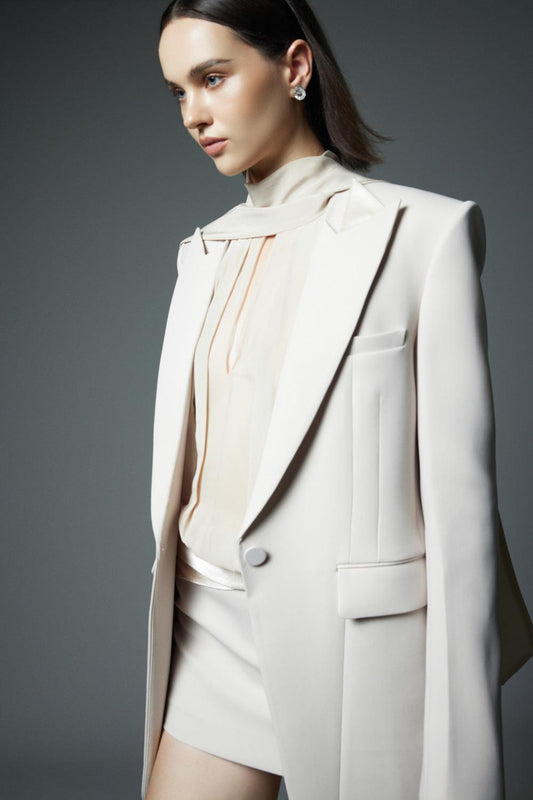 Crescent Straight Long Sleeved Polycotton Blazer