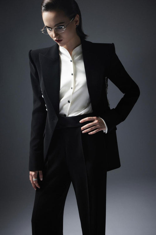 Kenya Straight Draped Crepe Floor Length Pants