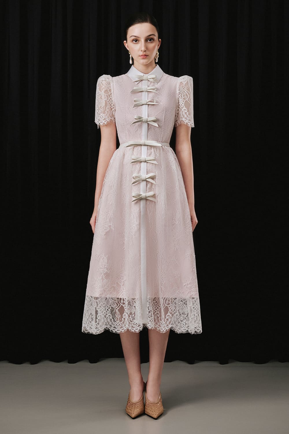 Florvelle - A-Line Midi Dress With Lace Bodice main image 1