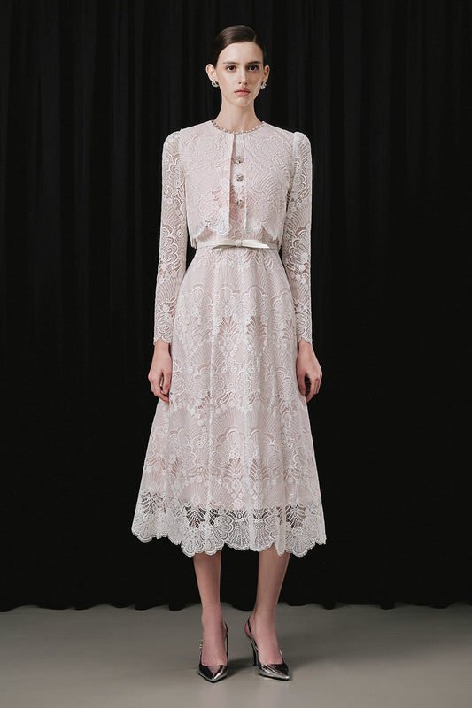 Virbet A-line Sleeveless Lace Midi Dress