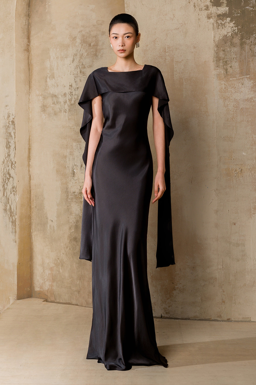 Women's Vela Boat Neck Maxi Dress Jet Black S/M/L MEAN BLVD