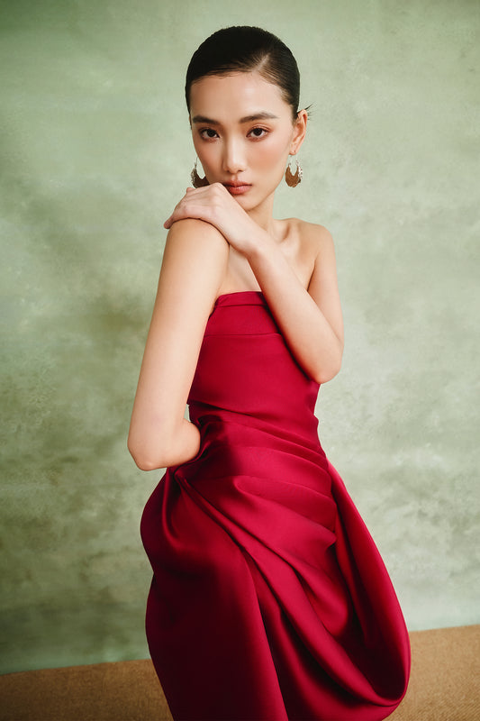 Bologna Straight Across Draped Maxi Dress