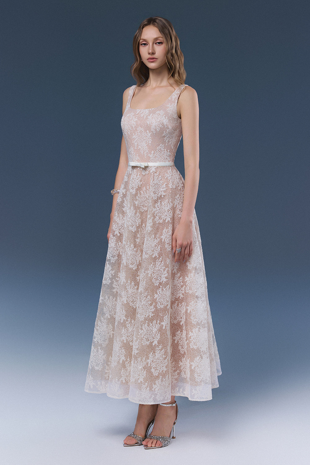 Women's Yuri Lace Midi Dress Beige S/M/L/Customize MEAN BLVD, Beige / S Women's Yuri Lace Midi Dress Beige S/M/L/Customize MEAN BLVD, Beige / S