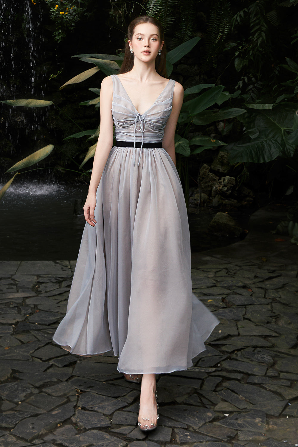 Women's Zivana Ruched Maxi Dress Blue Grey S/M/L/Customize MEAN BLVD, Blue Grey / S Women's Zivana Ruched Maxi Dress Blue Grey S/M/L/Customize MEAN BLVD, Blue Grey / S