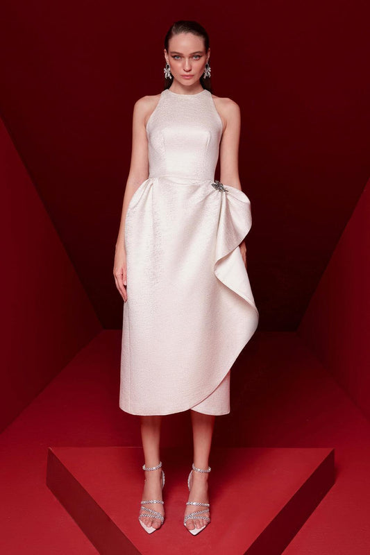 Alora Wrap Sleeveless Brocade Midi Dress - MEAN BLVD