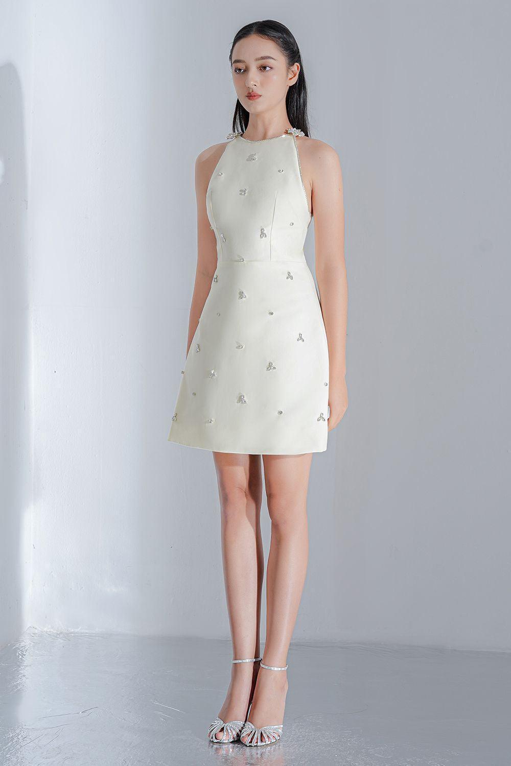 knee length dresses for ladies 3D Jacquard Open Back Midi Dress main image 0