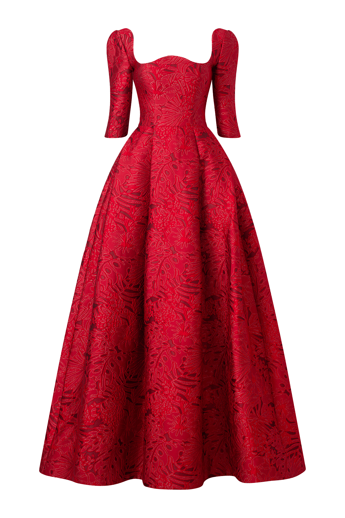 Women's Amelia Ball Gown Curved Neck Brocade Maxi Dress XS/S/M/L/XL/XXL//Red/MEAN Blvd XXL / Red Women's Amelia Ball Gown Curved Neck Brocade Maxi Dress XS/S/M/L/XL/XXL//Red/MEAN Blvd XXL / Red