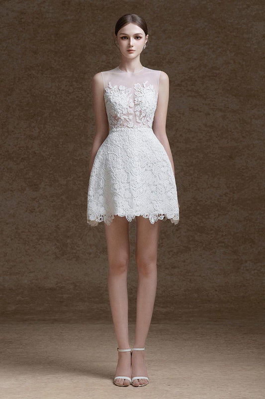 Amour A-line Sleeveless Lace Mini Dress - MEAN BLVD