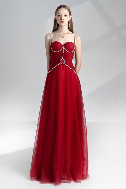 Amy Slit Sweetheart Neck Mesh Floor Length Dress - MEAN BLVD