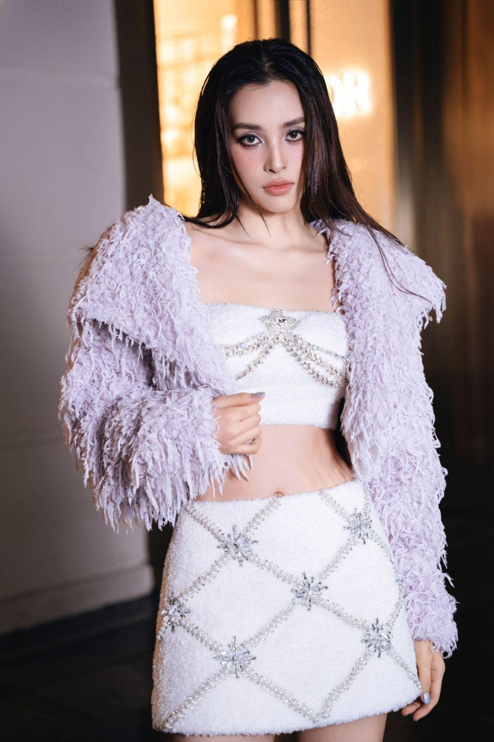 Anila Cropped Cami Faux Fur Top - MEAN BLVD