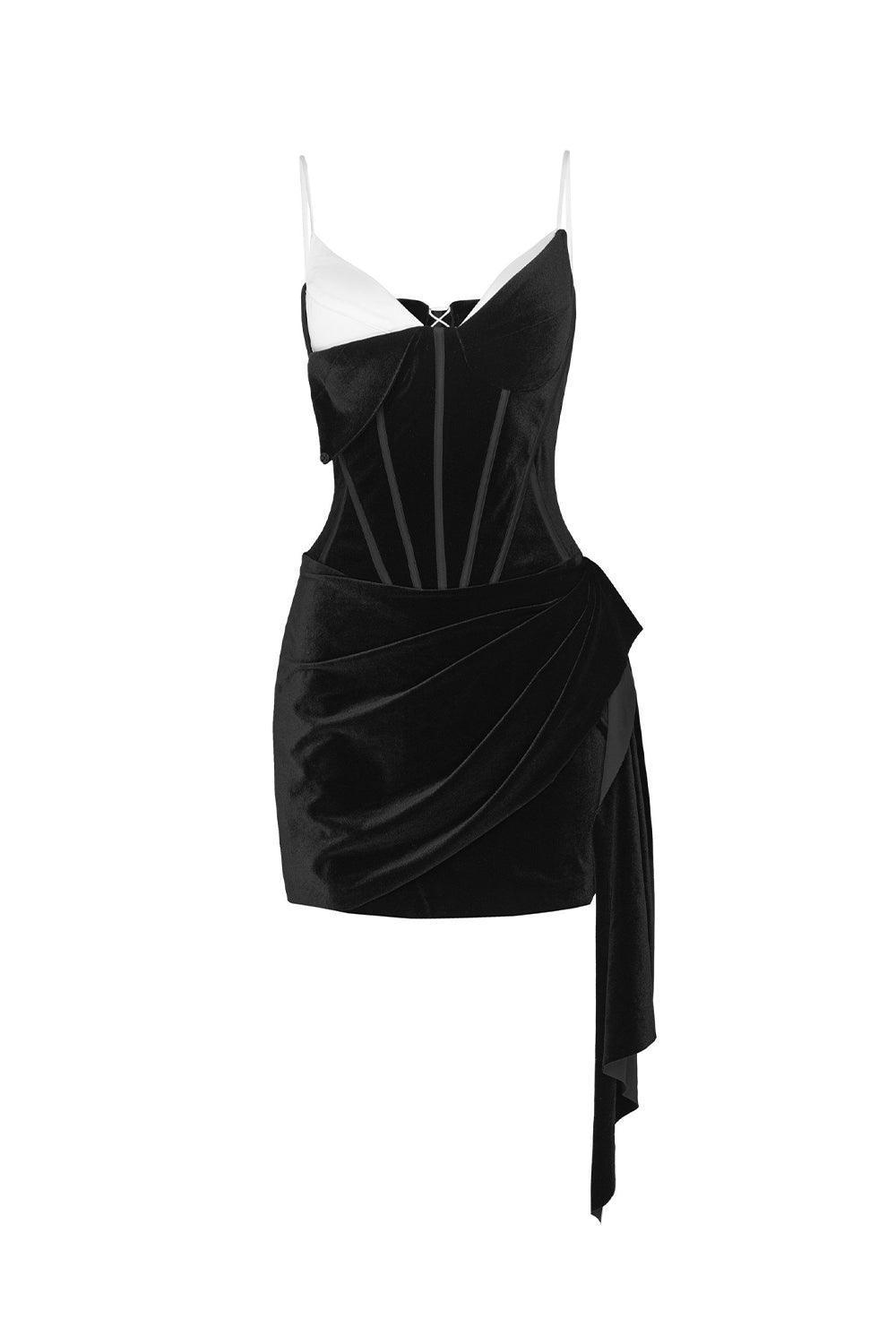 blue dress for baby girl Women's Armani Hourglass V-Neck Velvet Mini Dress XXS/XS/S/M/L Black Mean Blvd L / Black