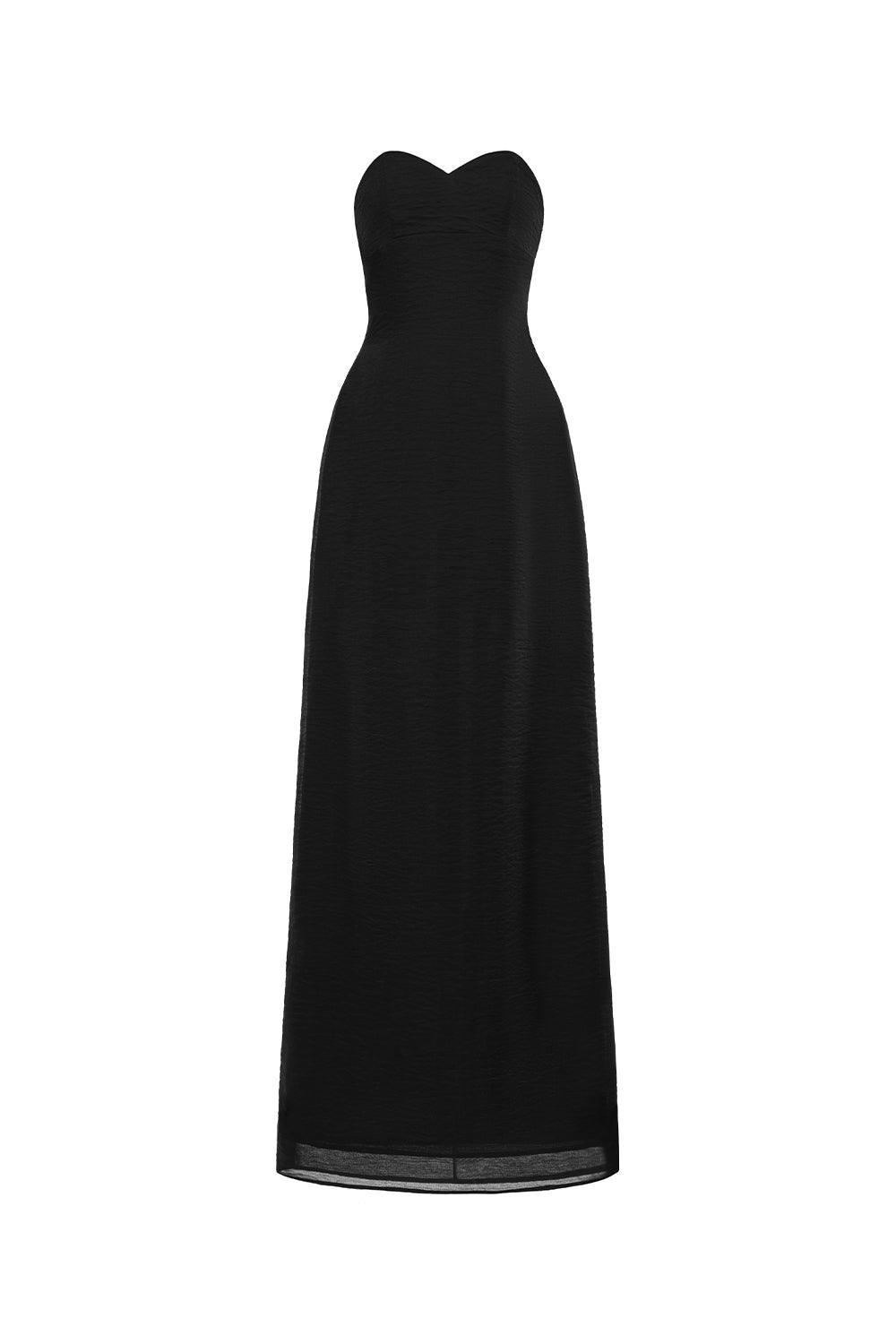 Women's Au Strapless Semi-Heart Neck Silk Organza Floor Length Dress XS/S/M/L/XL/Customize Black MEAN BLVD Black / XS